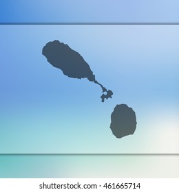Saint Kitts and Nevis map. Blurred background with silhouette of Saint Kitts and Nevis map. Vector silhouette of Saint Kitts and Nevis map