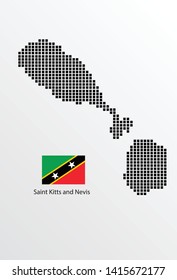 Saint Kitts and Nevis map design square with flag Saint Kitts and Nevis.