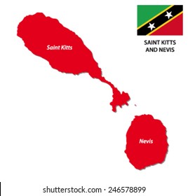 saint kitts and nevis map with flag