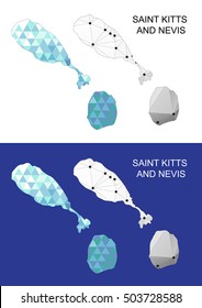 Saint Kitts and Nevis map in geometric polygonal style. Abstract gems triangle.