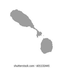 Saint Kitts and Nevis map in gray on a white background