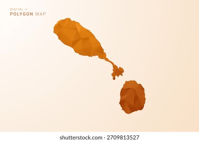 Karte von St. Kitts und Nevis - Vektorgrafik aus Low-Poly-Polygon in orangefarbenem Farbton, sauber, geometrischer Stil, einzeln auf weißem Hintergrund.