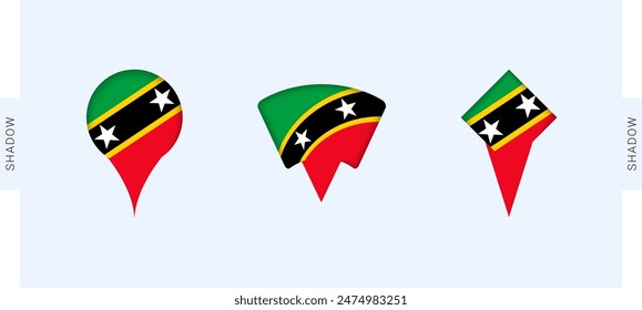 Saint Kitts and Nevis Map Markers Set. Perfect for projects related to Saint Kitts and Nevis, travel, geography, and international representation. Vector collection.