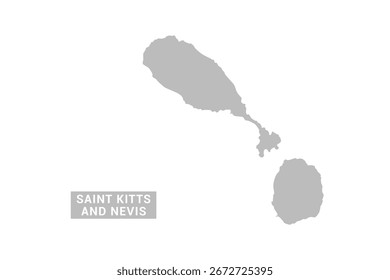 Saint Kitts and Nevis map - Minimal Flat Vector Illustration in Black and Gray, Isolated on White Background, Ideal for Infographics, Educational Use, Reports, and Presentations.