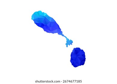 Mapa de São Cristóvão e Névis - Ilustração vetorial em estilo polígono em gradiente azul, baixo design geométrico poly, isolado no fundo branco, perfeito para infográficos, educação e apresentações modernas.