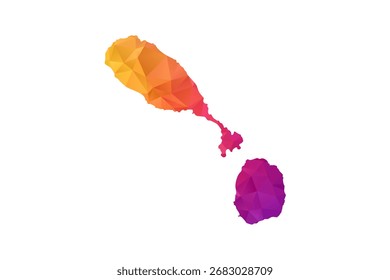 Mapa de São Cristóvão e Nevis - Ilustração vetorial em estilo polígono em laranja e rosa gradiente, baixo projeto geométrico poly, isolado no fundo branco para infográficos e educação.
