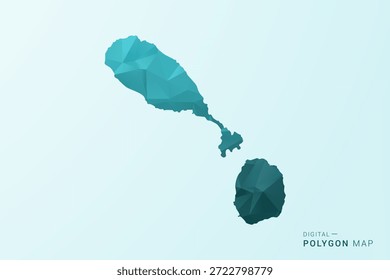 Mapa de San Cristóbal y Nieves - Ilustración vectorial de estilo polígono en diseño geométrico azul-verde verde azulado de baja poli, silueta minimalista moderna.