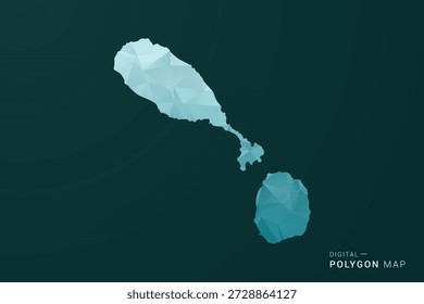 Mapa de San Cristóbal y Nieves - Ilustración vectorial de estilo polígono en diseño geométrico de bajo poli verde y azul, silueta mínima limpia para infografía.
