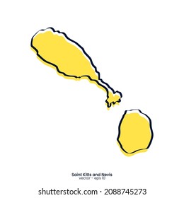 Saint Kitts und Nevis Karte Vektorgrafik Vorlage Design. Rahmenstil.