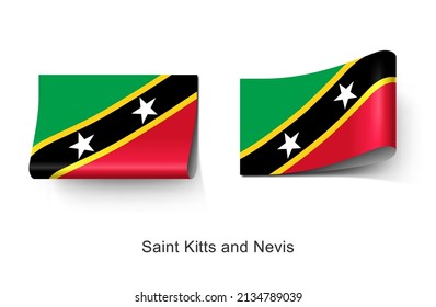 Saint Kitts and Nevis National Flag Clothing Label Tag. Illustration Flag of Saint Kitts and Nevis Country in Caribbean. Fabric Label Tag Concept Vector.