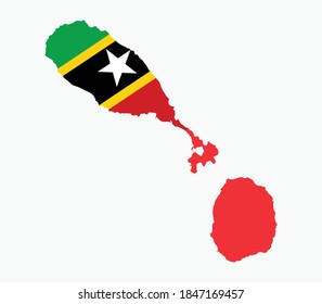 Saint Kitts and Nevis National Map with flag illustration