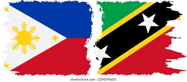 Saint Kitts and Nevis and Philippines grunge flags connection, vector