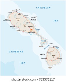 saint kitts and nevis road vector map