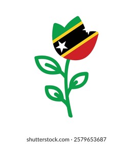 Saint Kitts and Nevis rose flower flag icon