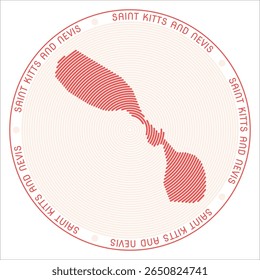 Saint Kitts and Nevis round logo design. Country shape build of rings. Saint Kitts and Nevis text around the country. Vector Illustration.