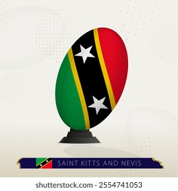 Saint Kitts and Nevis Rugby Ball on Rugby Kicking Tees with Modern Design. Illustration perfect for sports, national pride, and rugby-related projects.