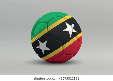 Saint Kitts and Nevis soccer ball featuring the national flag design on a gray background