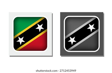 Saint kitts and Nevis Square Rounded Flag Icon