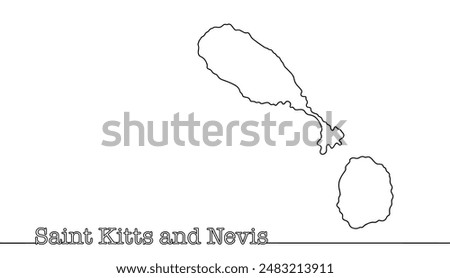 Saint Kitts and Nevis. A state in the eastern Caribbean Sea, consisting of two islands. A hand-drawn country map for different uses.