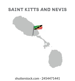 Saint kitts and nevis vector map illustration, country map silhouette with the flag inside. Nation Geography Outline Border Boundary Territory Shape Vector Illustration EPS Clipart