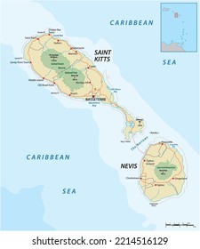 saint kitts and nevis vector road map