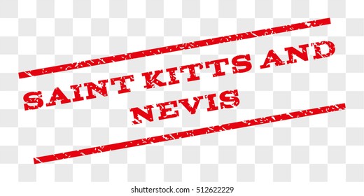 Saint Kitts and Nevis watermark stamp. Text caption between parallel lines with grunge design style. Rubber seal stamp with scratched texture.