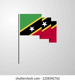 Saint Kitts and Nevis waving Flag creative background