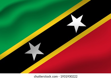 Saint Kitts and Nevis waving flag vector editable