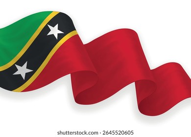Saint Kitts and Nevis waving flag with bright colors on clean background