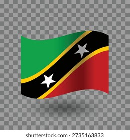Saint Kitts and Nevis wavy flag isolated transparent background