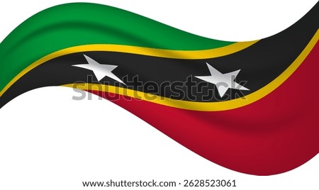 Saint Kitts and Nevis wavy flag, waving flag vector illustration