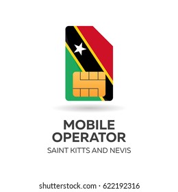 Saint Kitts and Newis mobile operator. SIM card with flag. Vector illustration
