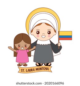 saint laura montoya cartoon isolated over white background. vector illustration