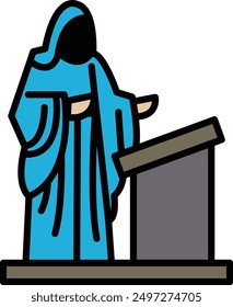 A saint in line icon style