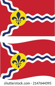 Saint Louis City Flag. Flag of St. Louis, Missouri, USA. Saint Louis flag waving. flat style.