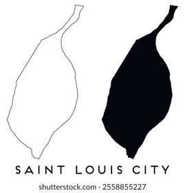 Saint Louis City map outline and black silhouette vector