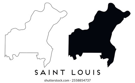 Saint Louis map outline and black silhouette vector