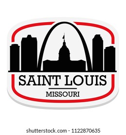 Saint Louis Missouri Label Stamp Icon Skyline City Design Tourism.