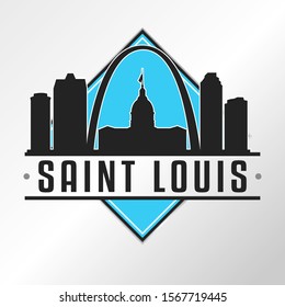 Saint Louis Missouri Skyline Logo. Adventure Landscape Design. Vector Illustration Cut File.