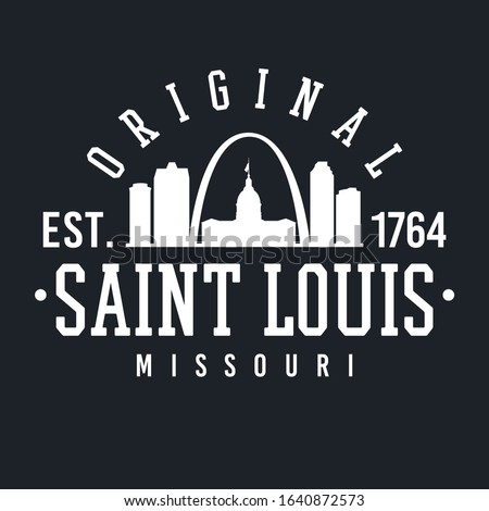 Saint Louis Missouri Skyline Original. A Logotype Sports College and University Style. Illustration Design Vector. 