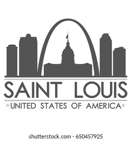 Saint Louis Missouri Skyline. Silhouette Design City Vector Art. Landmark Illustration Logo.