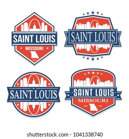 Saint Louis Missouri Travel Stamp Icon Skyline City Design Vector Badge.