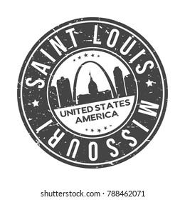 Saint Louis Missouri USA Stamp Logo Icon Symbol Design Skyline City