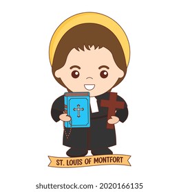 saint louis of montfort cartoon isolated over white background. vector illustration