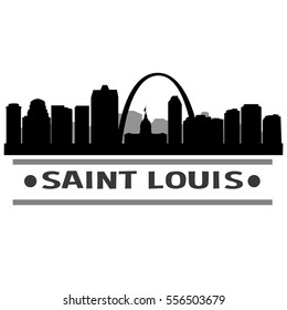 Saint Louis Skyline Silhouette. Cityscape Vector Famous Buildings Clip Art Design.