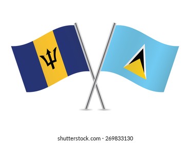 Saint Lucia and Barbados flags. Vector illustration.