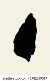 Saint Lucia black vector textured map silhouette.