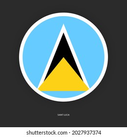 Saint Lucia circle flag icon on dark grey background. Saint Lucia button flag icon isolated on barely dark background.
