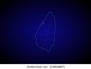 Saint Lucia concept vector map with glowing cities, map of Saint Lucia suitable for technology,innovation or internet concepts.