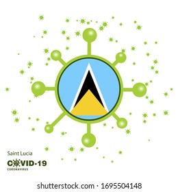 Saint Lucia Coronavius Flag Awareness Background. Stay home, Stay Healthy. Take care of your own health. Pray for Country
